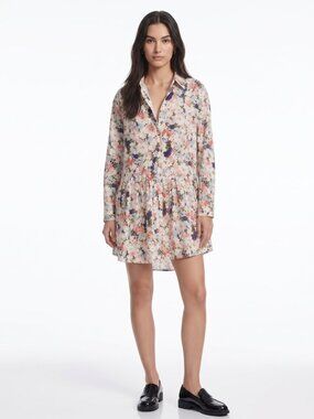 Cinq à Sept Mitch Shirtdress XS NWT Papyrus Multi Floral Drop Waist Mini $395
